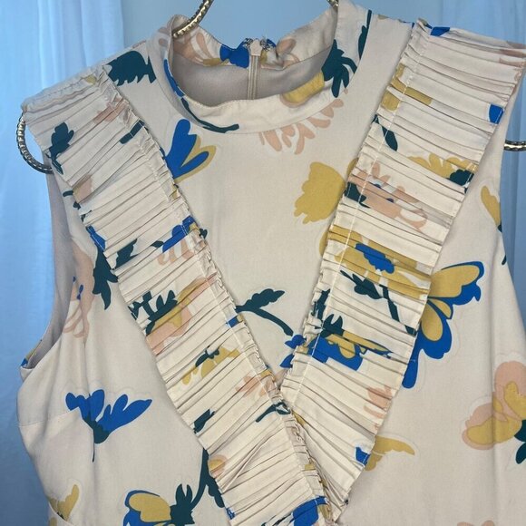 Asos A Line Dress Floral Pleated Yoke Ladies Size 8 Sleeveless - Picture 3 of 7